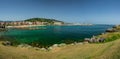 Castro Urdiales big gigapan panorama with bright ocean Royalty Free Stock Photo