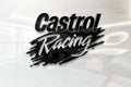 Castrol racing on glossy office wall realistic texture