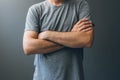 Casual adult man with arms crossed, body language Royalty Free Stock Photo
