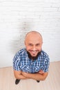 Casual Bearded Business Man Smiling Folded Hands Top View Royalty Free Stock Photo