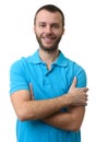 Casual bearded man wearing polo shirt smiling