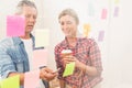 Casual business colleagues working with sticky notes Royalty Free Stock Photo