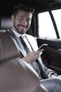 Handsome business man in car. Royalty Free Stock Photo