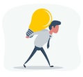 Casual businessman with business idea light bulb on his back