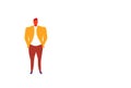 Casual businessman with hands in pocket male office worker business man wearing fashionable clothes standing pose full