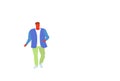 Casual businessman office worker business man wearing colorful fashionable clothes standing pose full length male