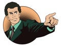 Casual businessman pointing. Stock illustration.