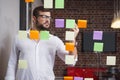 Casual businessman writing on sticky notes Royalty Free Stock Photo