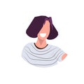 Casual businesswoman face avatar smiling brunette business woman office worker female cartoon character portrait flat