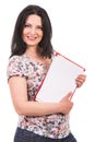 Casual businesswoman holding papers Royalty Free Stock Photo