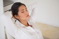 Casual businesswoman napping at her desk Royalty Free Stock Photo