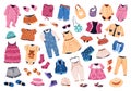 Casual clothes set for boys and girls. Vector illustrations. Royalty Free Stock Photo