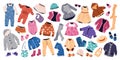 Casual clothes set for boys and girls. Vector illustrations. Royalty Free Stock Photo