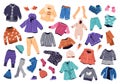 Casual clothes set for boys and girls. Vector illustrations. Royalty Free Stock Photo