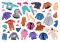 Casual clothes set for boys and girls. Vector illustrations. Royalty Free Stock Photo