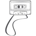 Casual eighties mixtape colorful vector only outline design