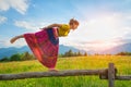 Casual girl relaxes doing stretching and yoga Royalty Free Stock Photo