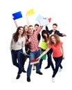 Casual group of excited friends isolated Royalty Free Stock Photo