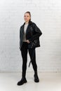 casual jacket leather style clothes white isolated clothing zipper fashion design black background