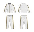 Casual jersey suits for sports, training etc. vector illustration set / white and gold