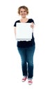 Casual lady holding open pizza box Royalty Free Stock Photo