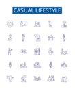 Casual lifestyle line icons signs set. Design collection of Casual, Lifestyle, Relaxed, Unstructured, Comfortable