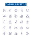 Casual lifestyle line icons signs set. Design collection of Casual, Lifestyle, Relaxed, Unstructured, Comfortable