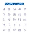 Casual lifestyle line icons signs set. Design collection of Casual, Lifestyle, Relaxed, Unstructured, Comfortable