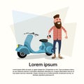 Casual Man Biker Motorcycle Electric Scooter Royalty Free Stock Photo