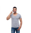 Casual Man Cell Smart Phone Call Speak Royalty Free Stock Photo