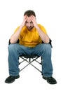 Casual Man With Headache Or Upset Over White Royalty Free Stock Photo