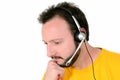 Casual Man With Headset Listening Royalty Free Stock Photo