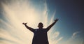 Casual man looking very happy with his arms up Royalty Free Stock Photo