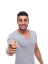 Casual Man Point Finger At You Happy Smile Young Handsome Guy Royalty Free Stock Photo