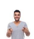 Casual Man Point Finger At You Happy Smile Young Handsome Guy Royalty Free Stock Photo
