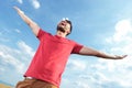 Casual man screaming at the sky Royalty Free Stock Photo