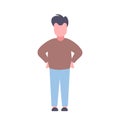 Casual man standing akimbo pose male cartoon character full length flat isolated Royalty Free Stock Photo