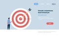 Casual man standing target arrow goal success business concept over gray background full length flat copy space