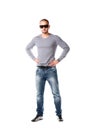 Casual Man Standing On White Royalty Free Stock Photo
