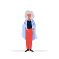 Casual mature woman standing pose smiling senior african american lady wearing trendy clothes female cartoon character