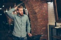 Casual men`s life. Perfect! Harsh stylish red bearded man in a b Royalty Free Stock Photo