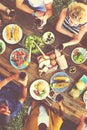 Casual People Eating Together Outdoors Concept