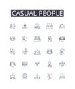 Casual people line icons collection. Lively crowds, Modern lifestyles, Easygoing folks, Everyday individuals, Relaxed