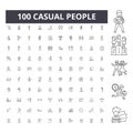 Casual people line icons, signs, vector set, outline illustration concept Royalty Free Stock Photo