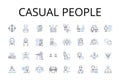 Casual people line icons collection. Lively crowds, Modern lifestyles, Easygoing folks, Everyday individuals, Relaxed