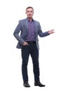 Casual portrait of young businessman, standing with hands in pocket Royalty Free Stock Photo