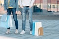 Casual shopping couple sale consumerism legs jeans