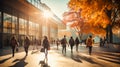 Students Walking to Class in Vibrant University Life a Diverse Academic Environment, Generative Ai Royalty Free Stock Photo