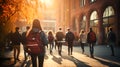 Students Walking to Class in Vibrant University Life a Diverse Academic Environment, Generative Ai Royalty Free Stock Photo