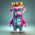Casual Stylized Cartoon Triceratops: 3d Game Character Concept